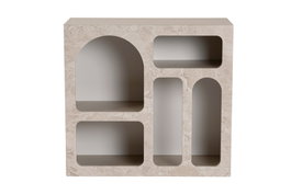 Hanah Home - Consola Travertine, 80x74x37 cm, Color Travertino y Arenisca, Material Melamina, Diseño Moderno de Mármol